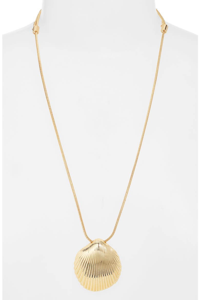 Scallop Shell Pendant Necklace, Alternate, color, GOLD