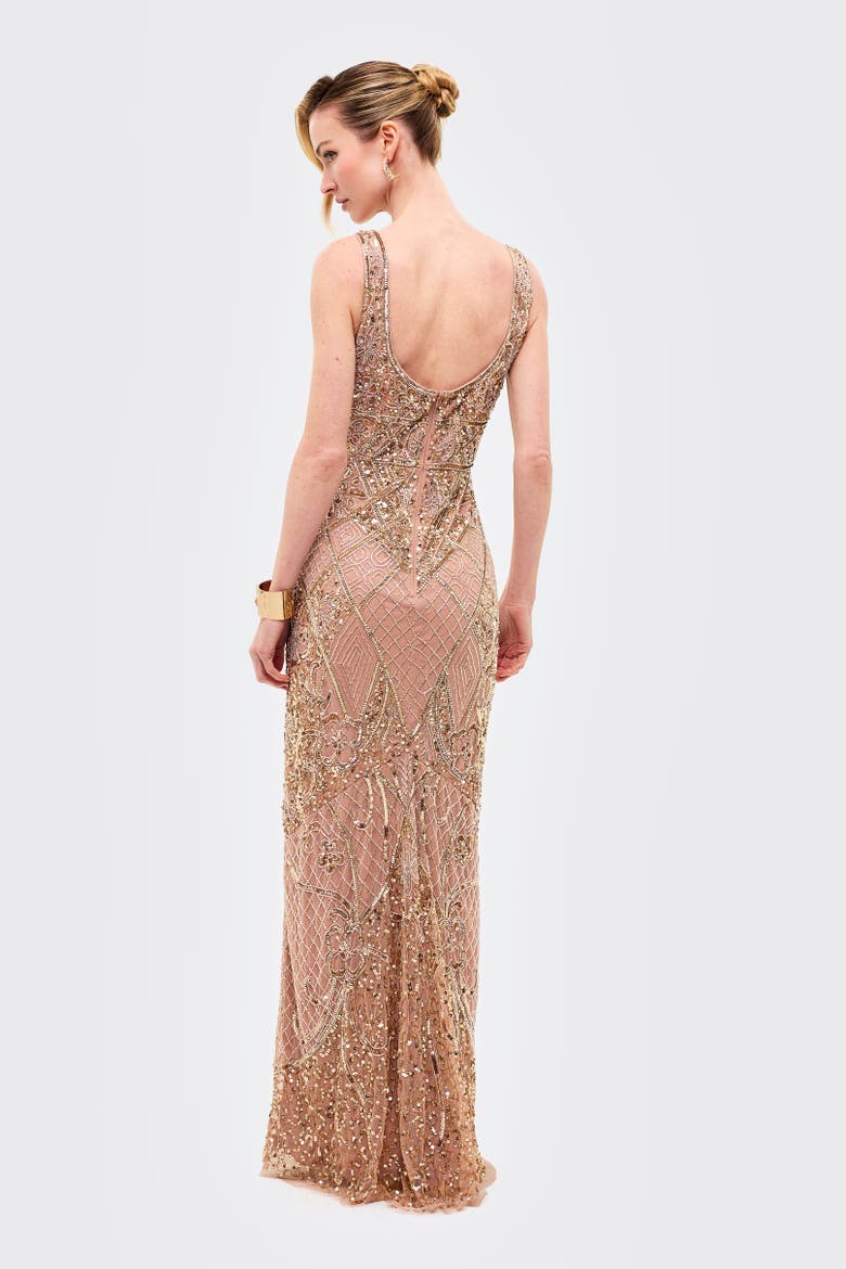 Embellished Sequins Abstract Dress, Alternate, color, TAUPE BLUSH