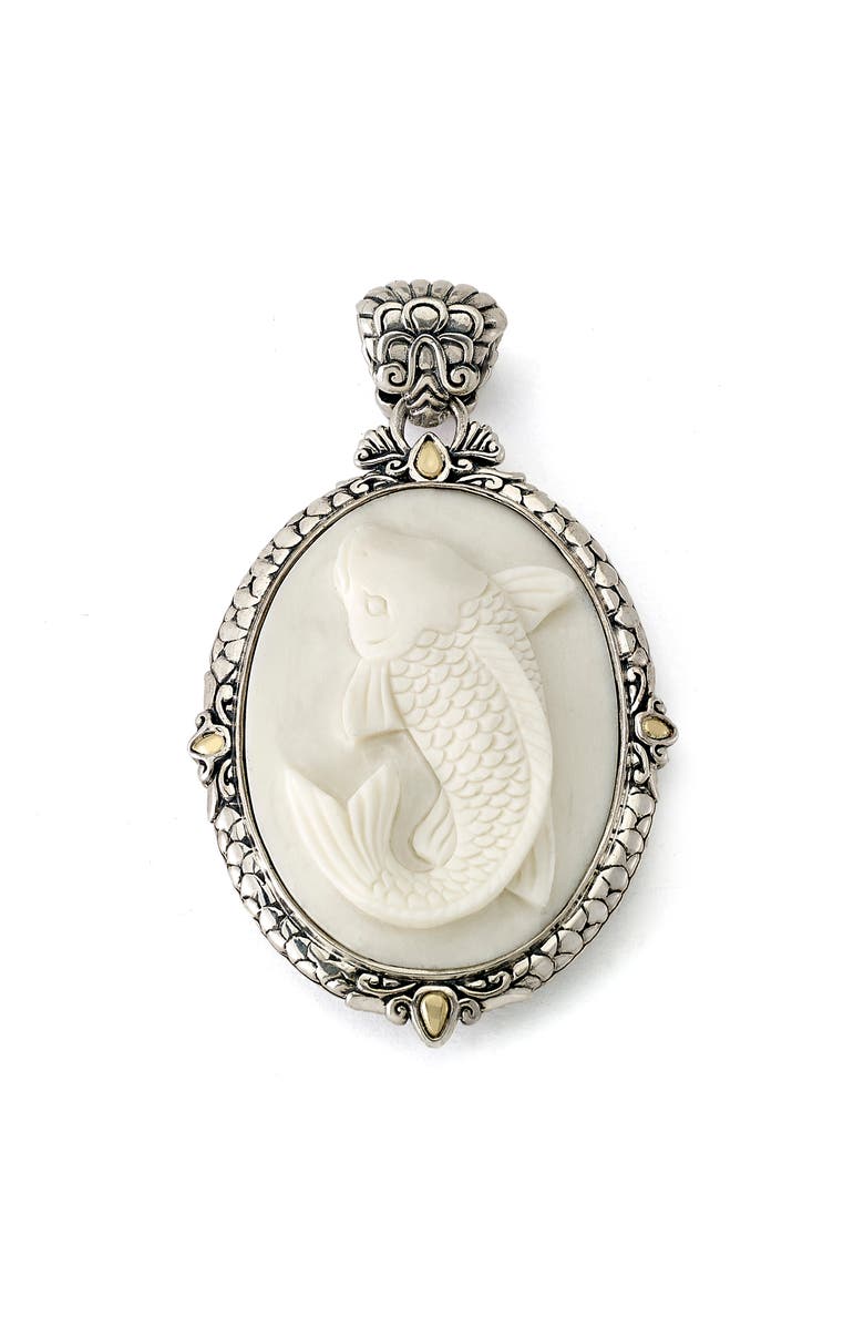 SAMUEL B. Sterling Silver & 18K Gold Bovine Bone Fish Pendant, Main, color, White