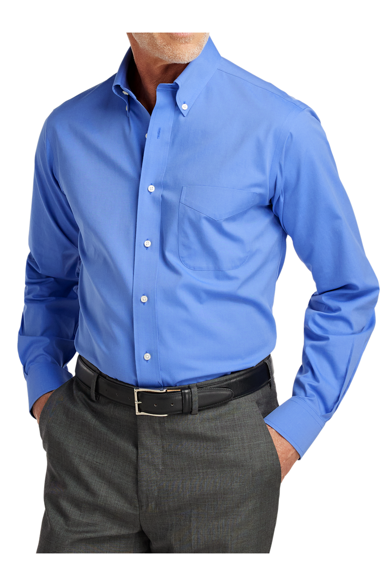 Tailored Fit Non-iron Cotton Pinpoint Solid Button Down Collar Dress Shirt, Alternate, color, French Blue