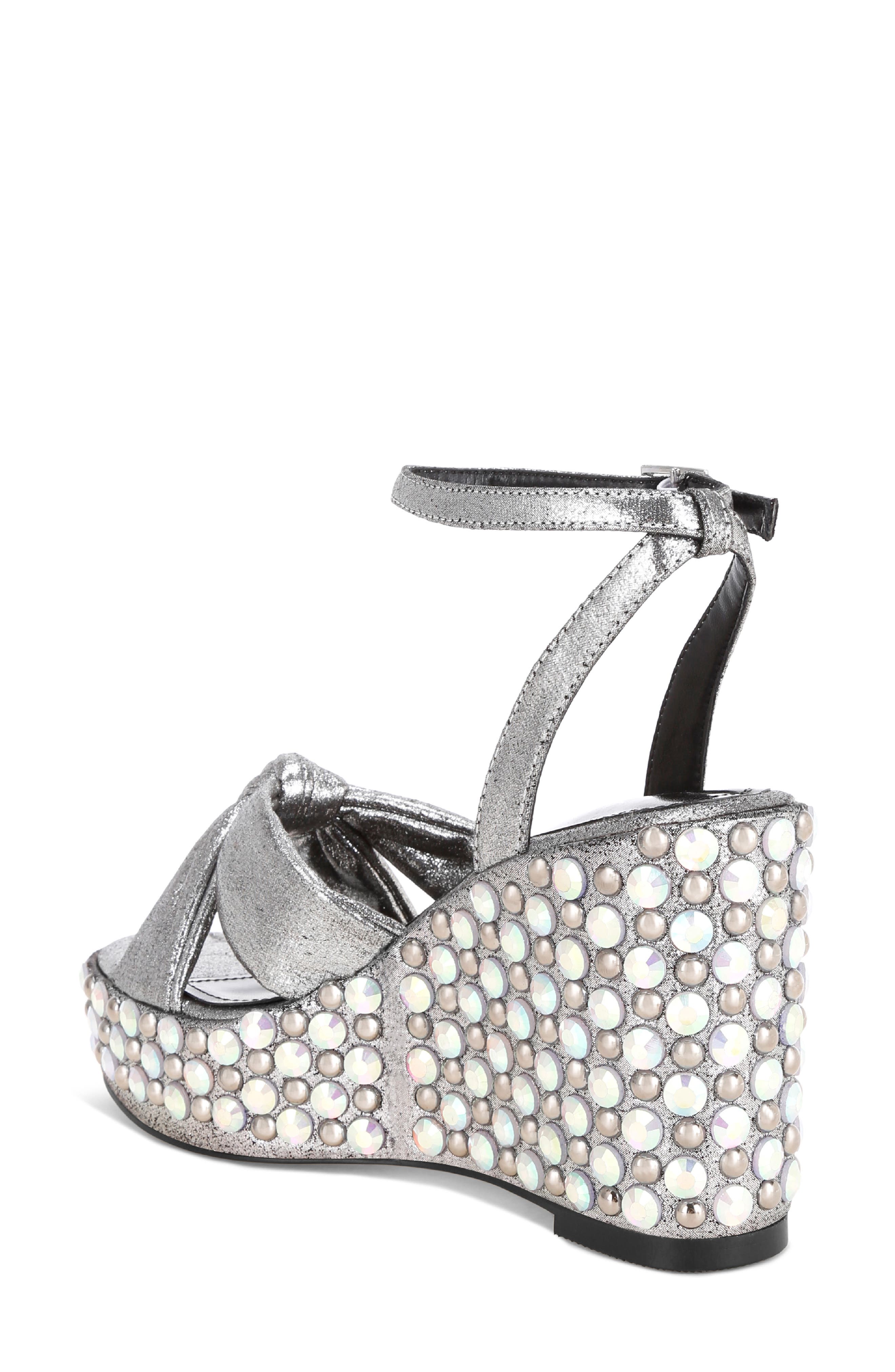 Moondot Wedge Sandal, Alternate, color, SILVER SATIN