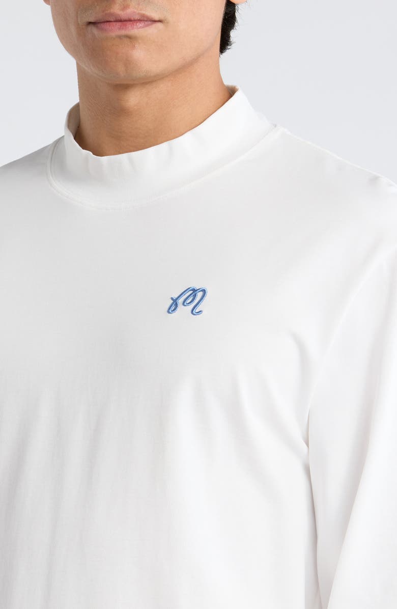 Malbon Golf Upland Mock Neck Long Sleeve T-Shirt, Alternate, color, Snow White