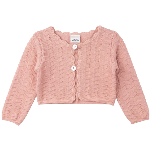 Girls Organic Cotton Scalloped Knit Cardigan