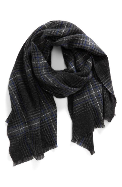 Andrew Stewart Plaid Lightweight Cashmere Scarf in Charcoal 