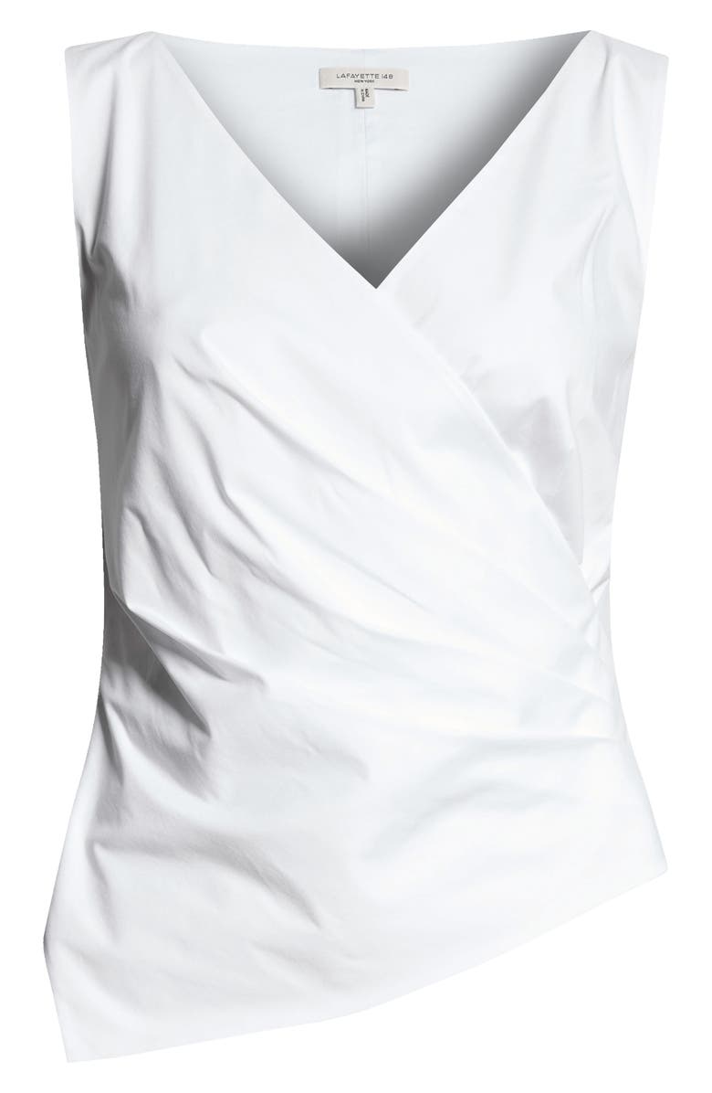Lafayette 148 New York Sleeveless Wrap Front Stretch Cotton Blend Top, Alternate, color,