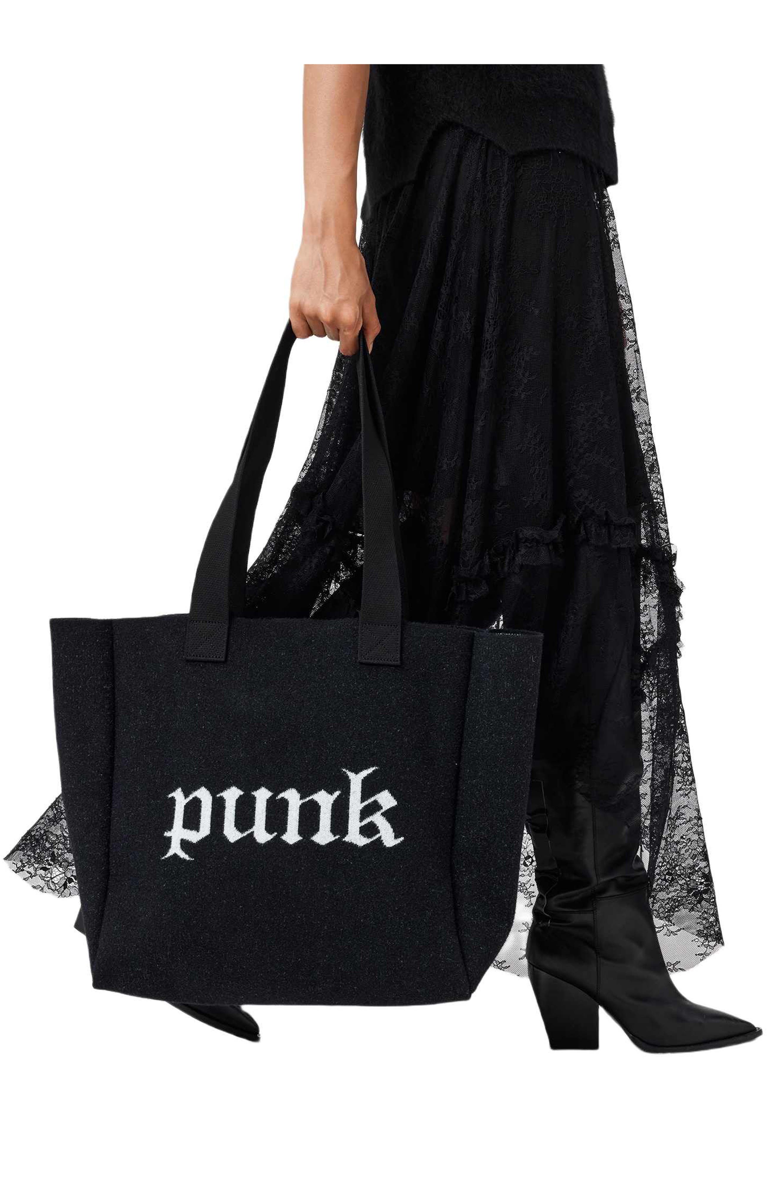 AllSaints Izzy Pretty & Punk Tote, Alternate, color, Black