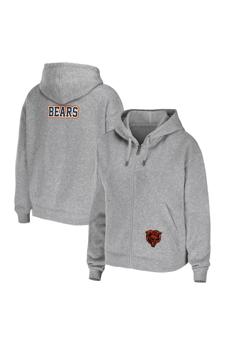 WEAR by Erin Andrews Women's WEAR by Erin Andrews Heathered Gray Chicago Bears Team Full-Zip Hoodie, Main, color, Heather Gray