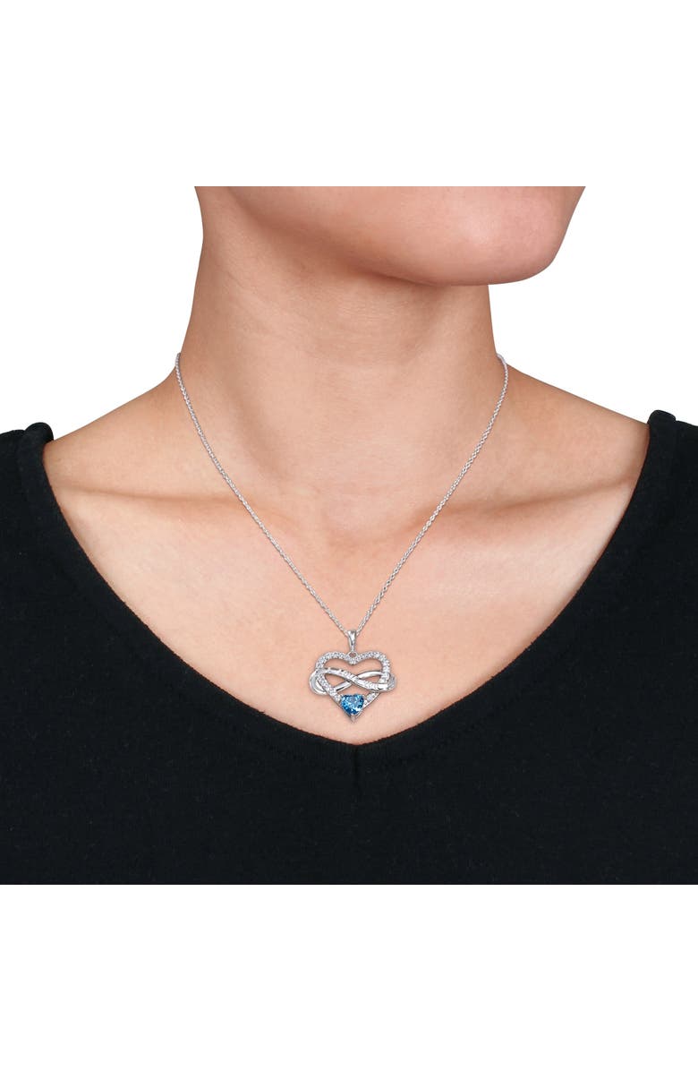 Julianna B. Color Zirconia Infinity Heart Necklace, Alternate, color, Blue Cz