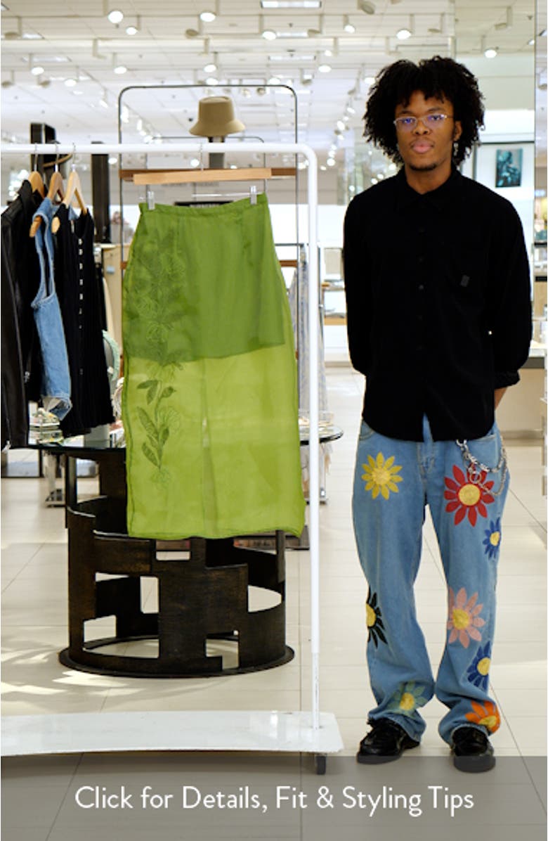 Embroidered Cotton Organza Midi Skirt, sales video thumbnail