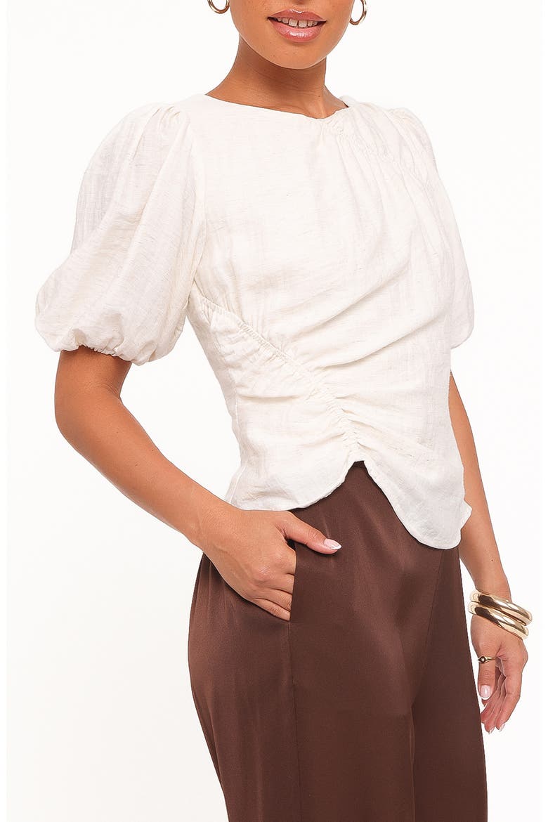 Laurel Puff Sleeve Ruched Top, Alternate, color, IVORY