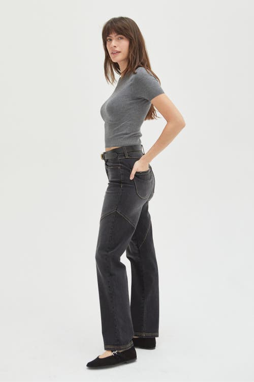 OLIVER LOGAN OLIVER LOGAN MULBERRY JEANS HIGH RISE CURVED SEAMS FADED BLACK 