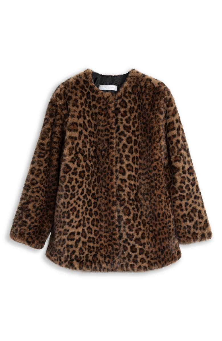 Noize Ginette Faux Fur Jacket, Alternate, color, Brown Animal