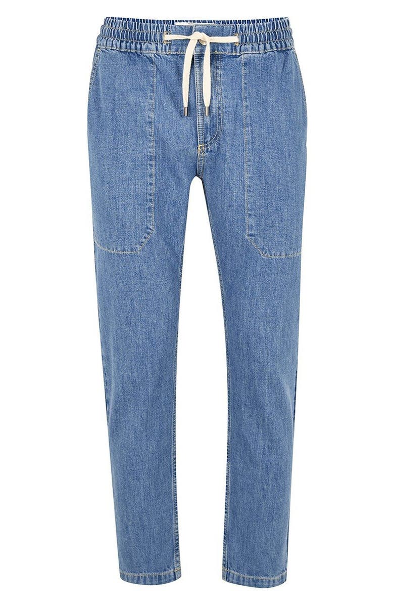 Topman Tapered Fit Denim Jogger Pants, Alternate, color, 