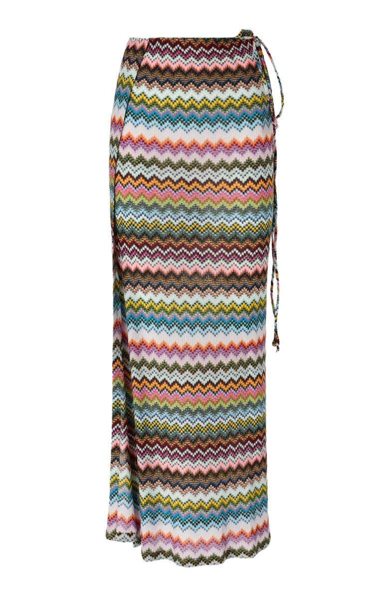Missoni Long Pareo Skirt In Lamé Viscose With Pixel-effect Zigzag Pattern, Alternate, color, Black 
Multicoloured