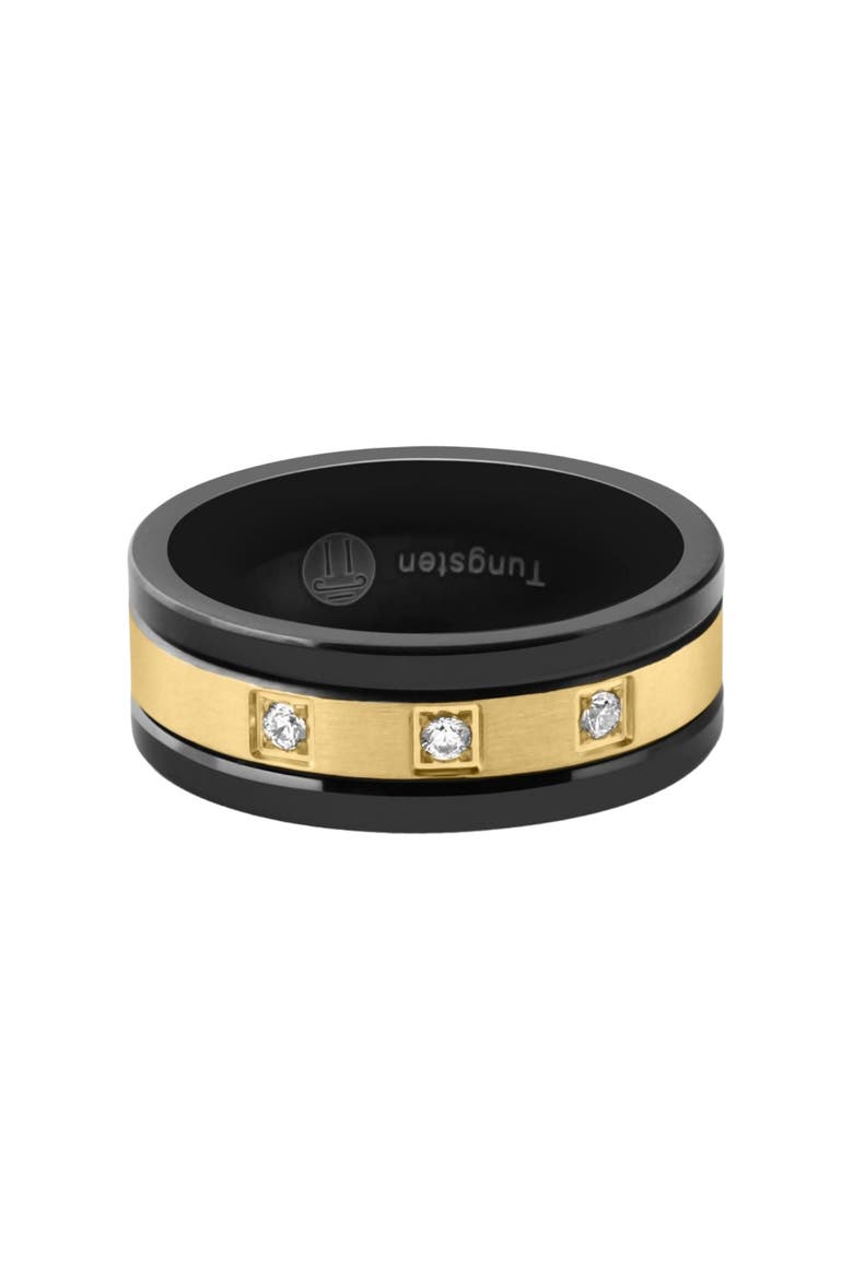 Men's Black & Gold Plated Tungsten 8mm Lab Grown Diamond Wedding Band, Alternate, color, Tungsten