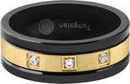 Bliss Diamond Men's Black & Gold Plated Tungsten 8mm Lab Grown Diamond Wedding Band