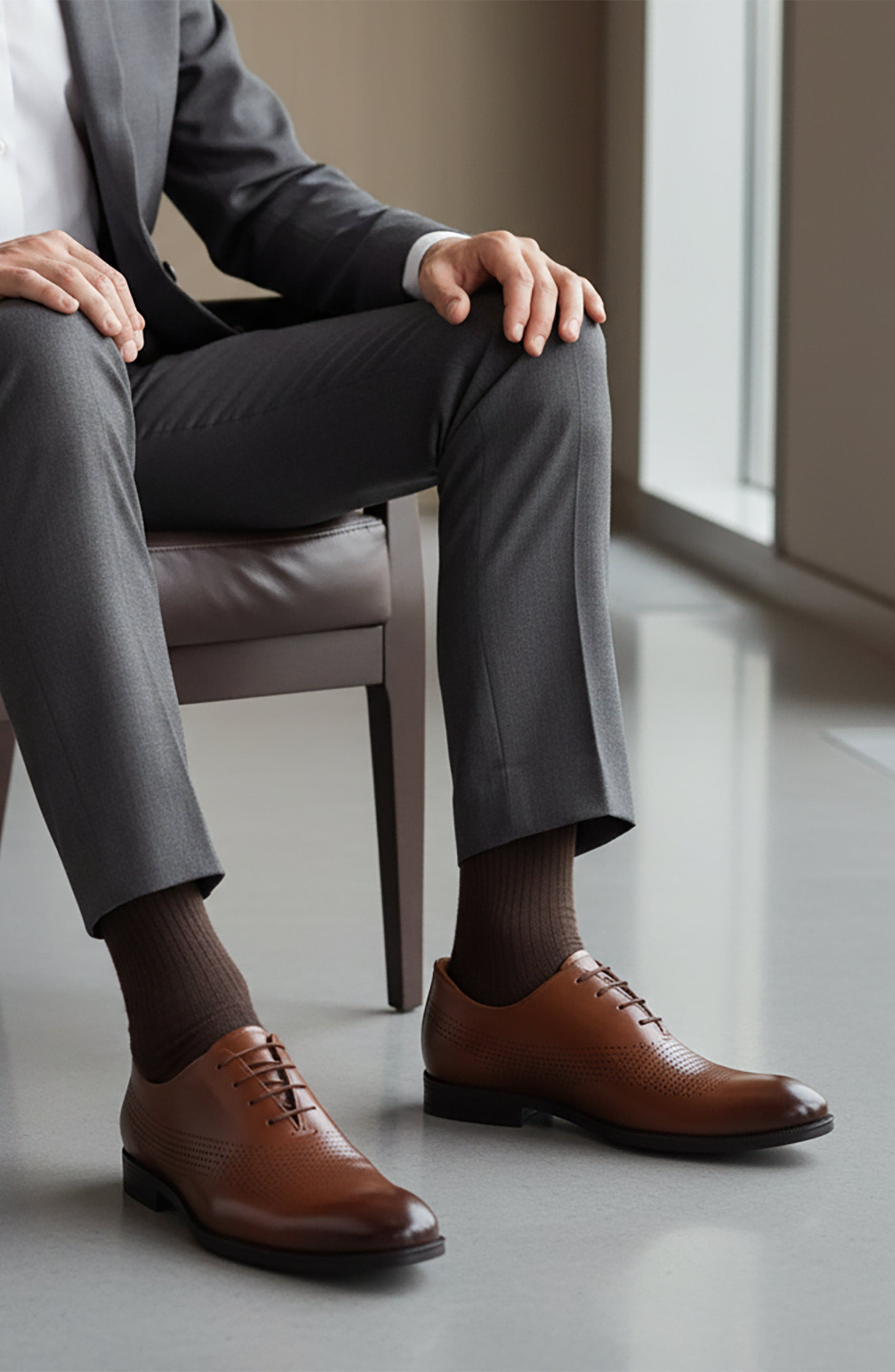East Road Hands-Free Slip On Technology Perforated Dress Oxfords, Alternate, color, Cognac Napa Leather
