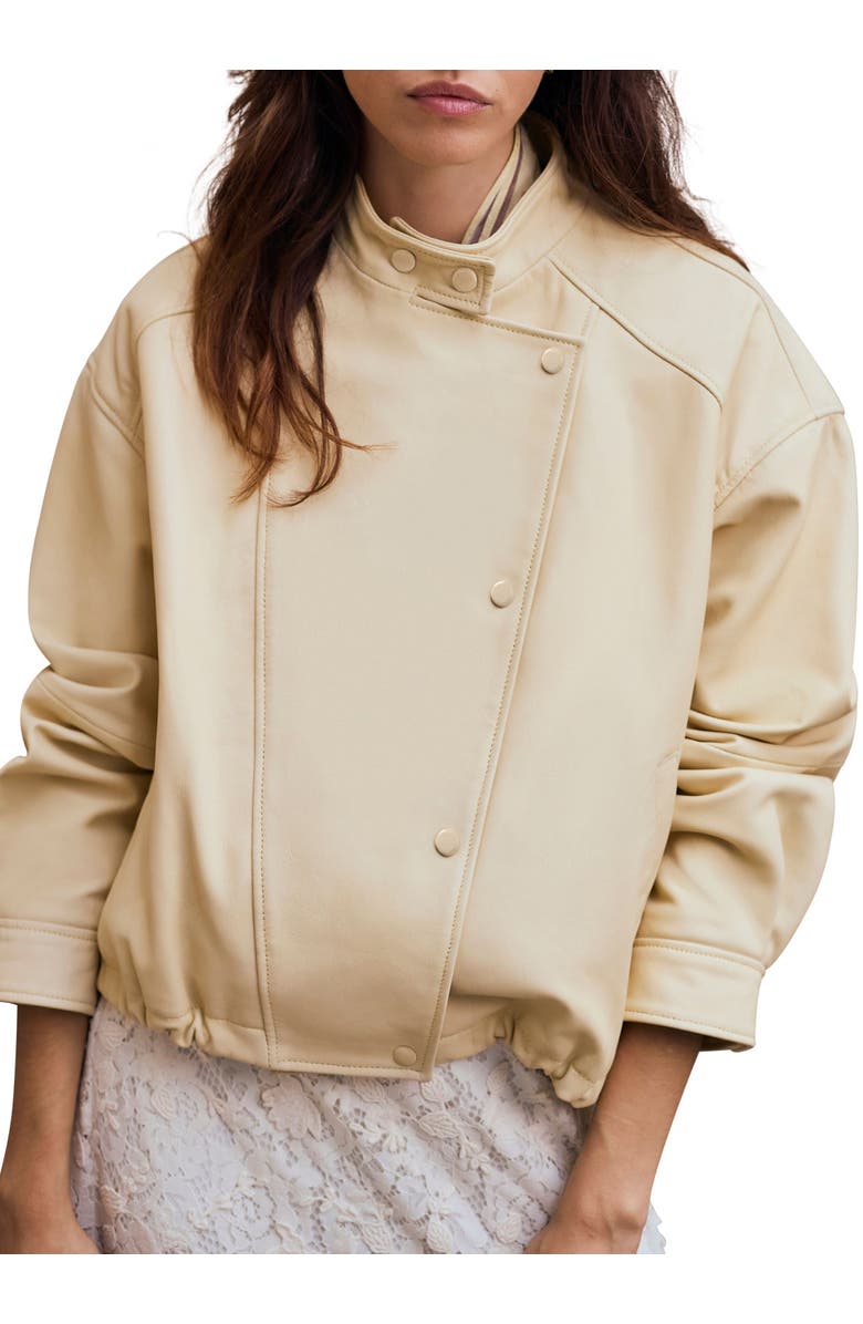 MINT VELVET Leather Cropped Pilot Bomber Jacket, Main, color, Yellow