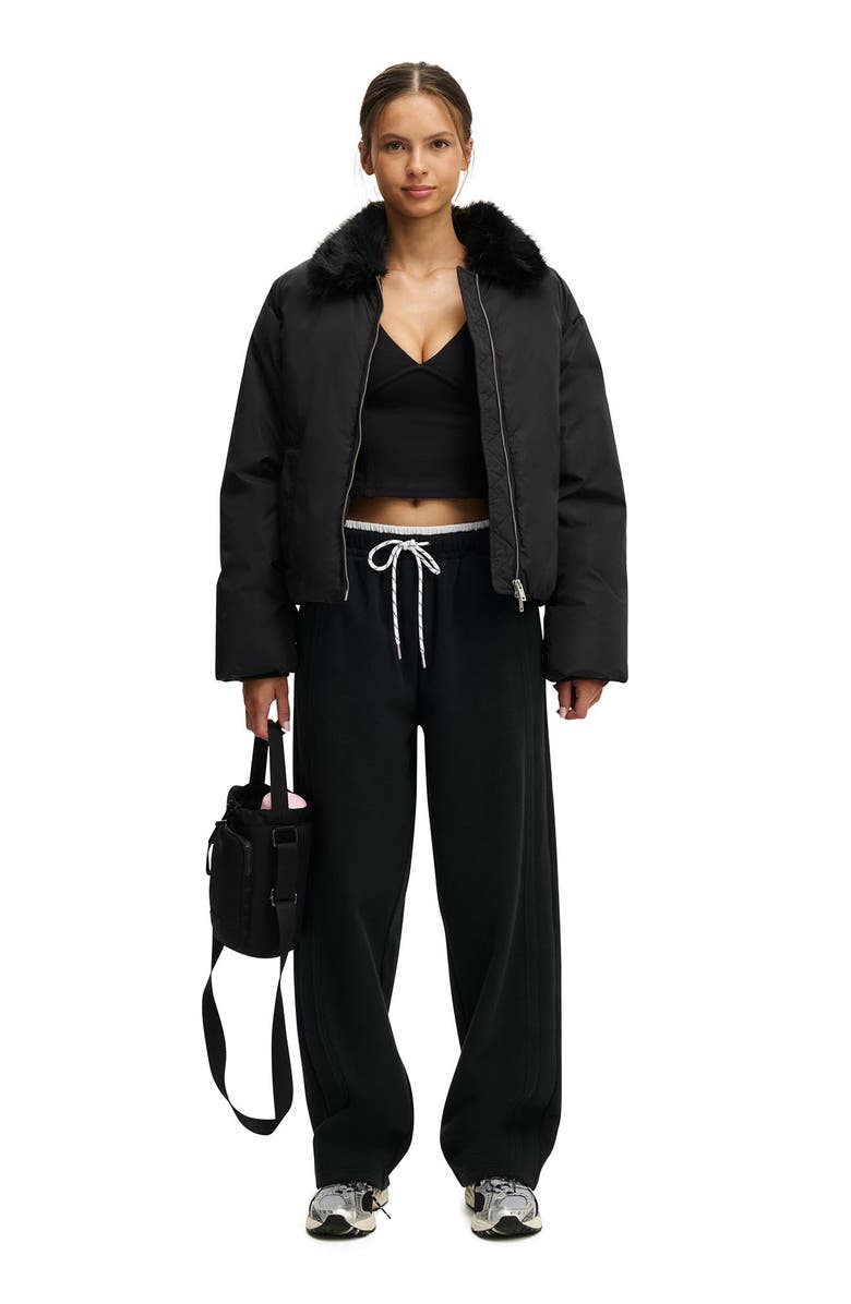 COTTON ON BODY Women's Active The Mother Puffer Faux Fur Collar Bomber, Alternate, color, 