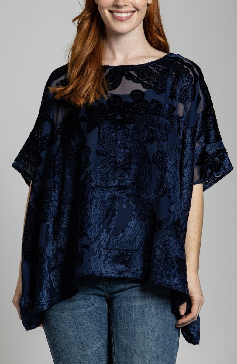 APNY Velvet Burnout Semisheer Tunic Top, Main, color,