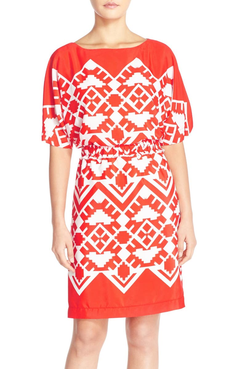 Eliza J 'OBI' Geometric Sheath Dress, Main, color, 