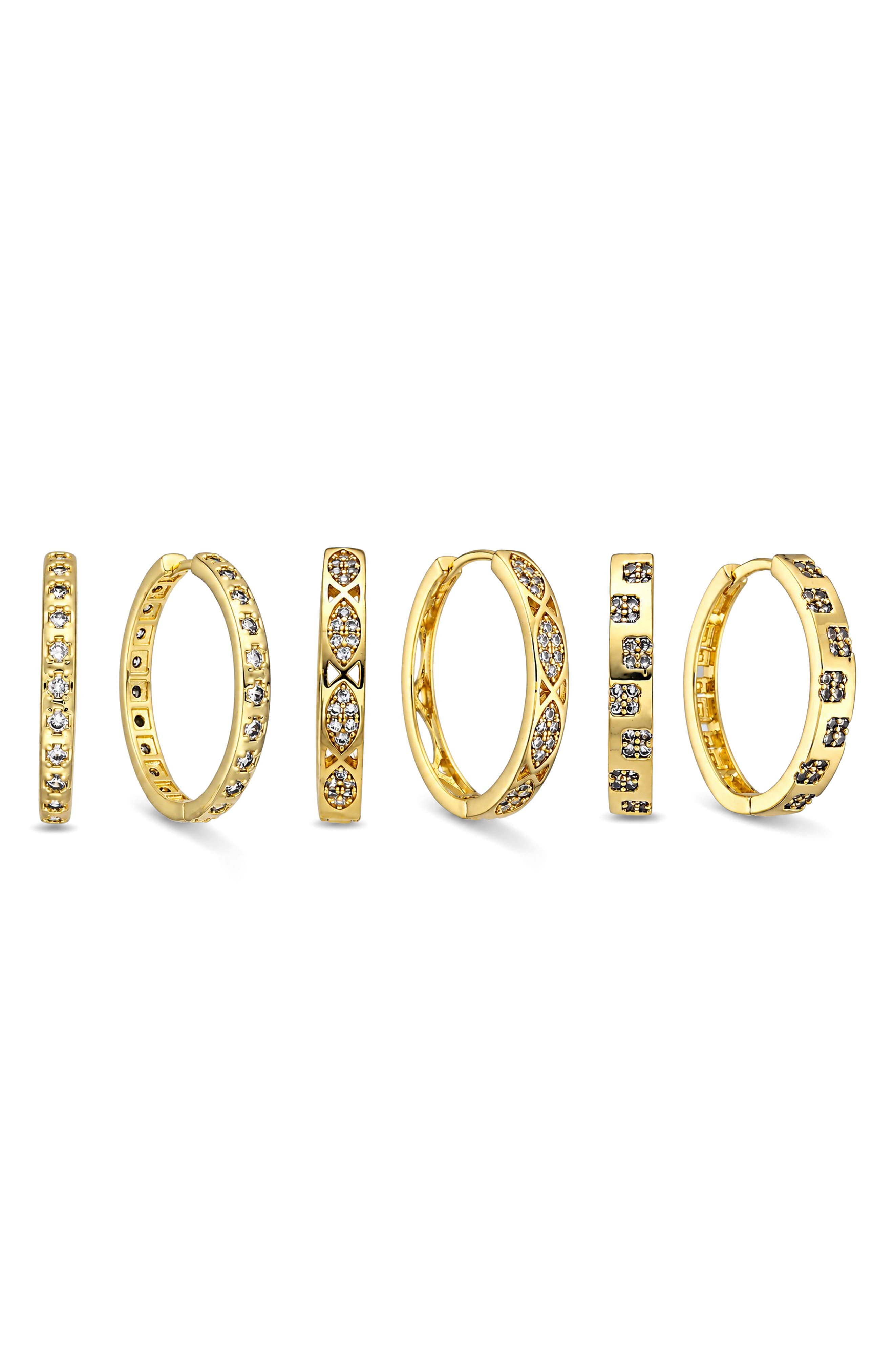 Aveline Set of 3 Cubic Zirconia Huggie Hoop Earrings