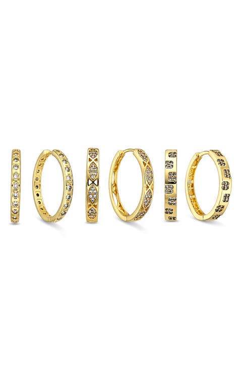 Aveline Set of 3 Cubic Zirconia Huggie Hoop Earrings