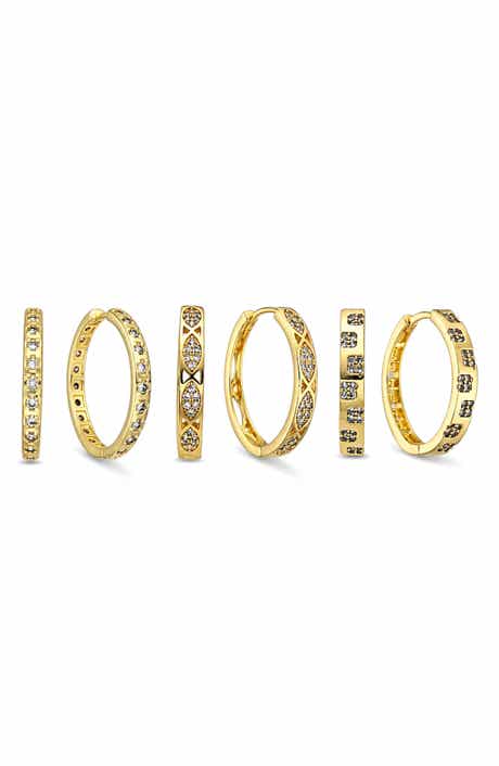 Aveline Set of 3 Cubic Zirconia Huggie Hoop Earrings