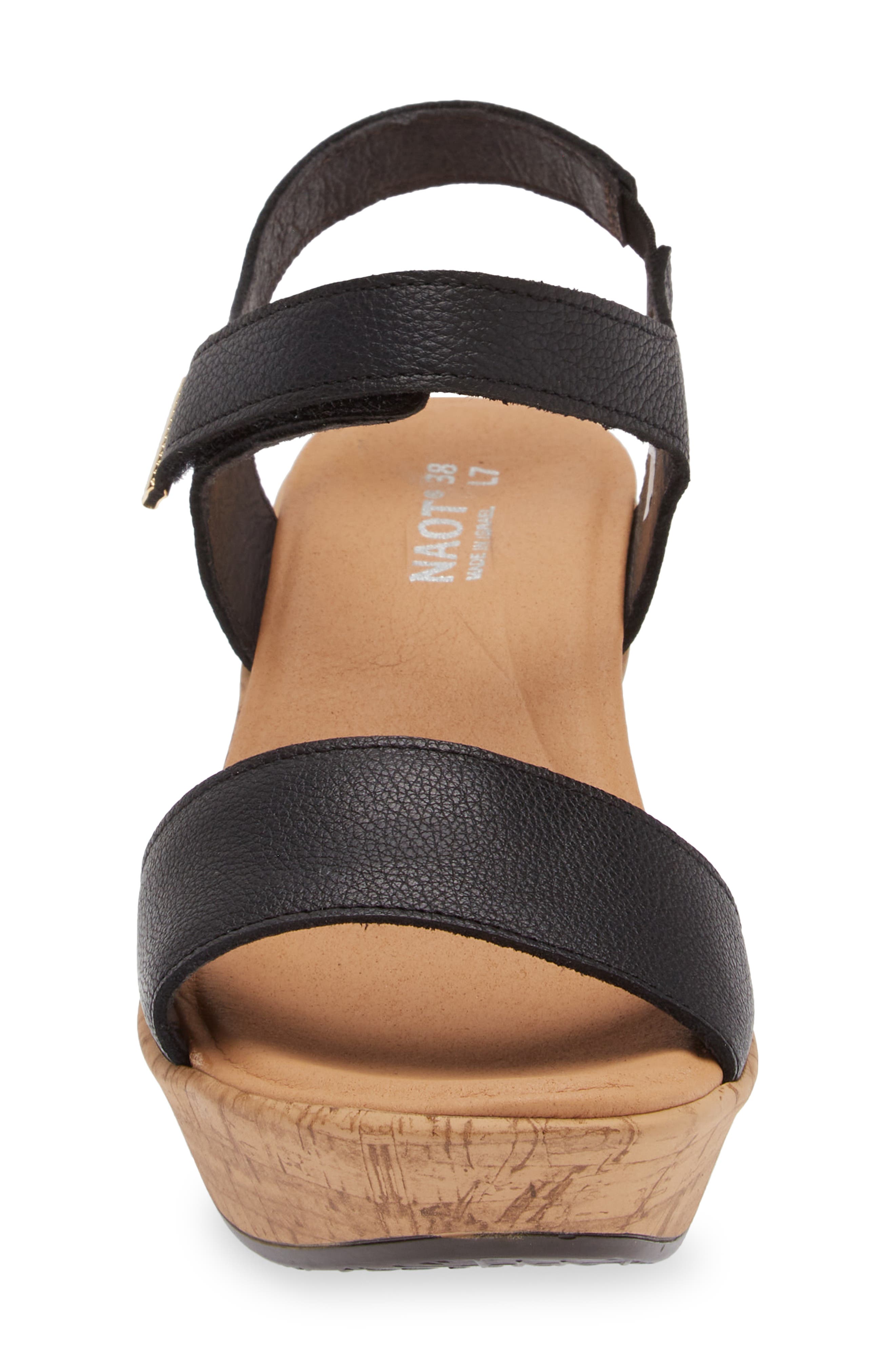 Naot Summer Platform Wedge Sandal, Alternate, color, Soft Black Leather