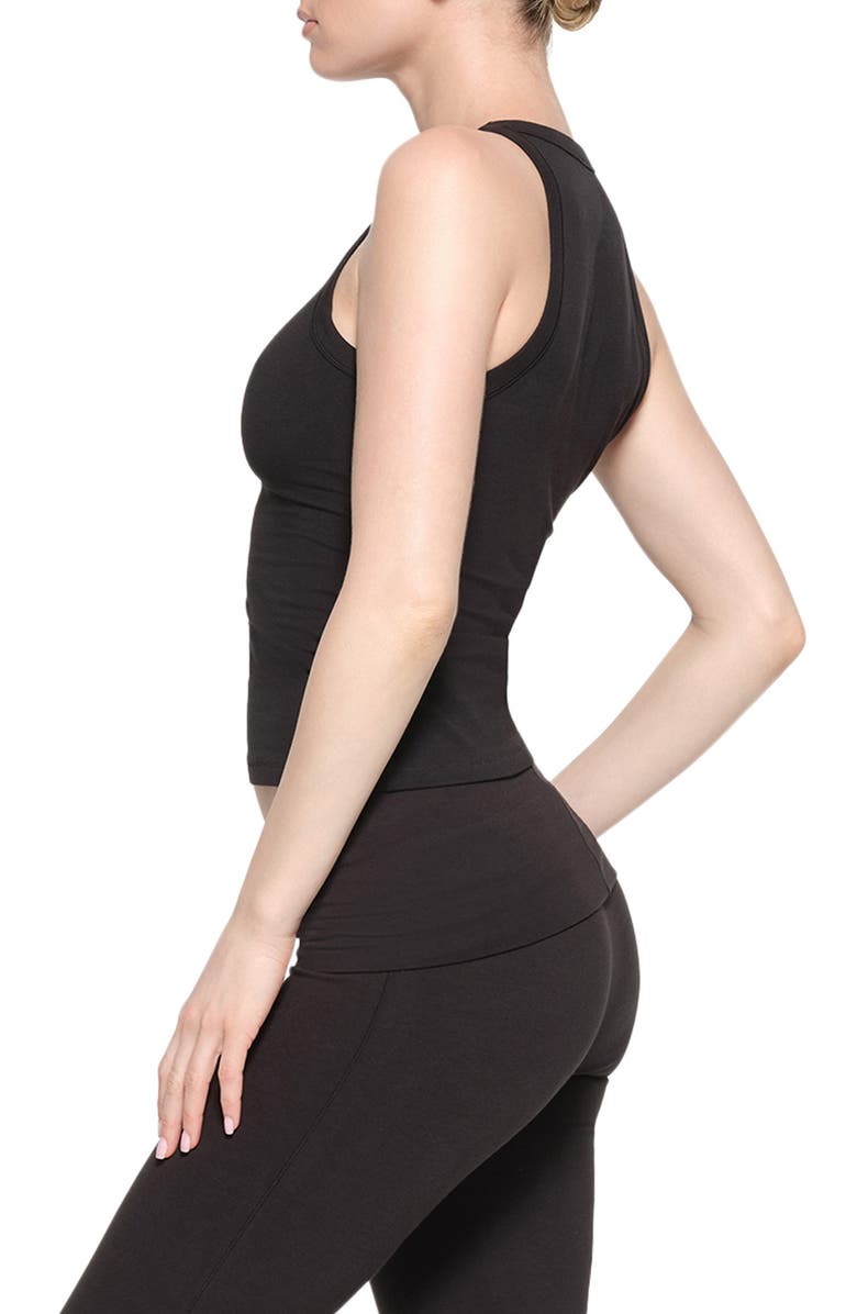 SKIMS Stretch Cotton Jersey Tank, Alternate, color, Soot