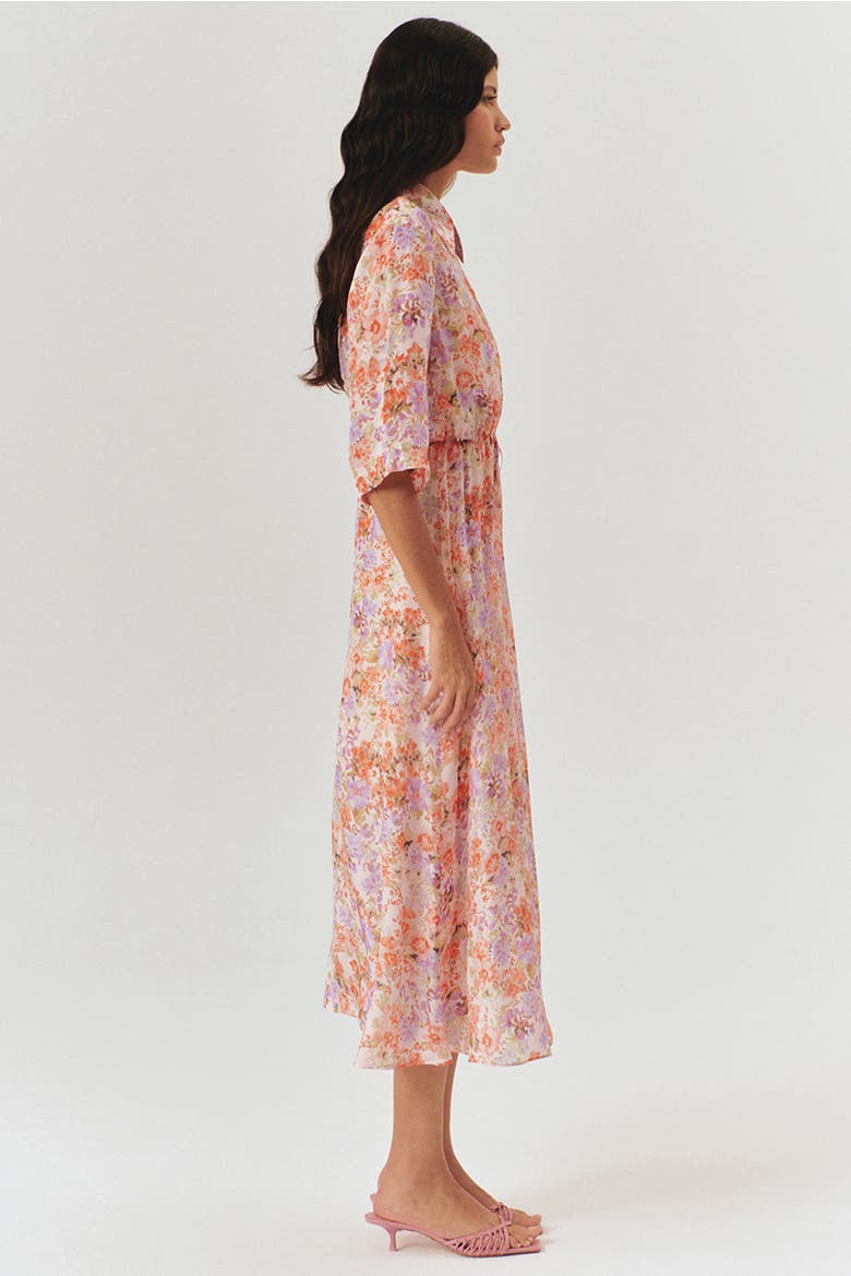 Maliyah Midi Dress, Alternate, color, Orange Patterned
