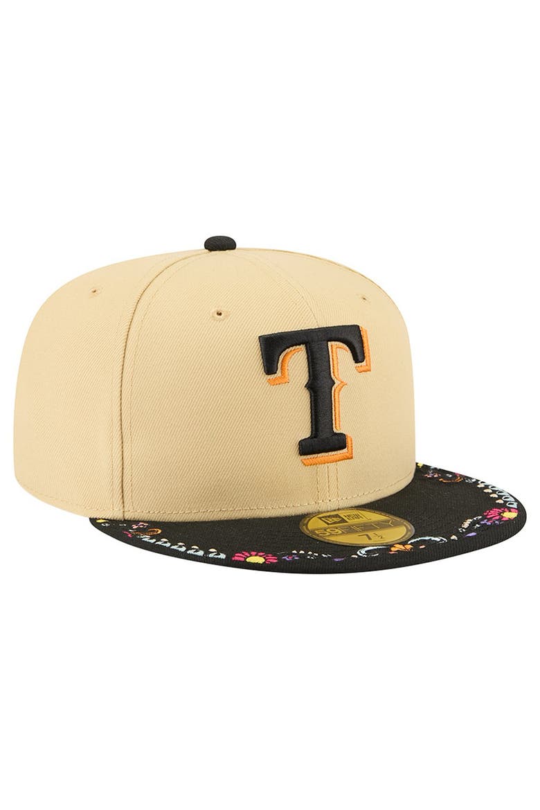 Men's New Era Light Beige Texas Rangers Two-Tone Embroidered Visor 59FIFTY Fitted Hat, Alternate, color, Light Beige