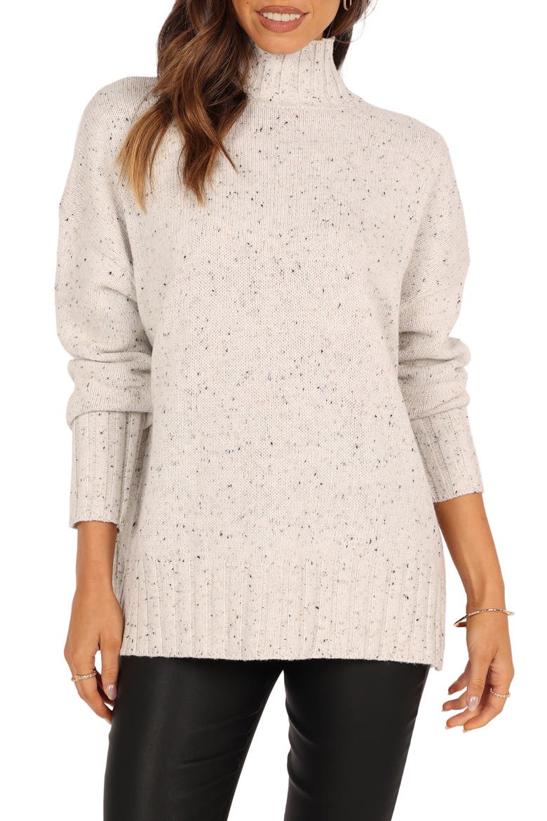 Conny Tweed Wool Blend Mock Neck Sweater, Main, color, WHITE