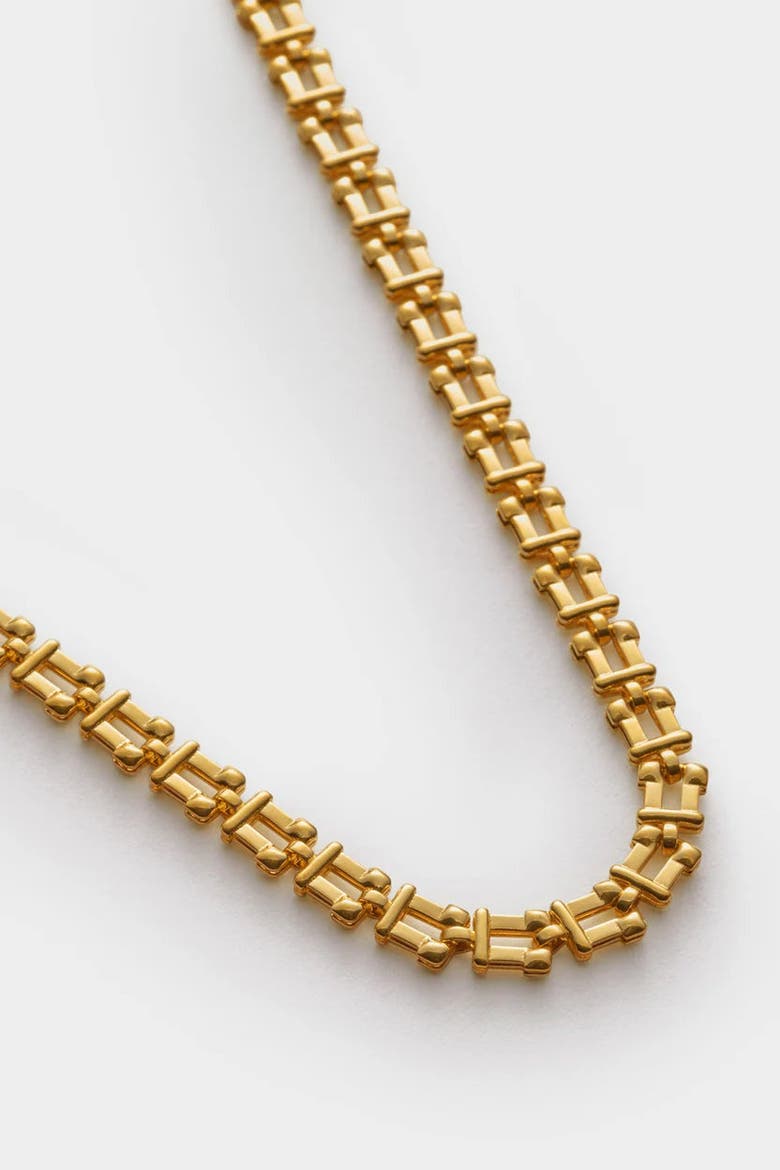 Grecian Waterproof Gold Link Necklace, Alternate, color, Gold
