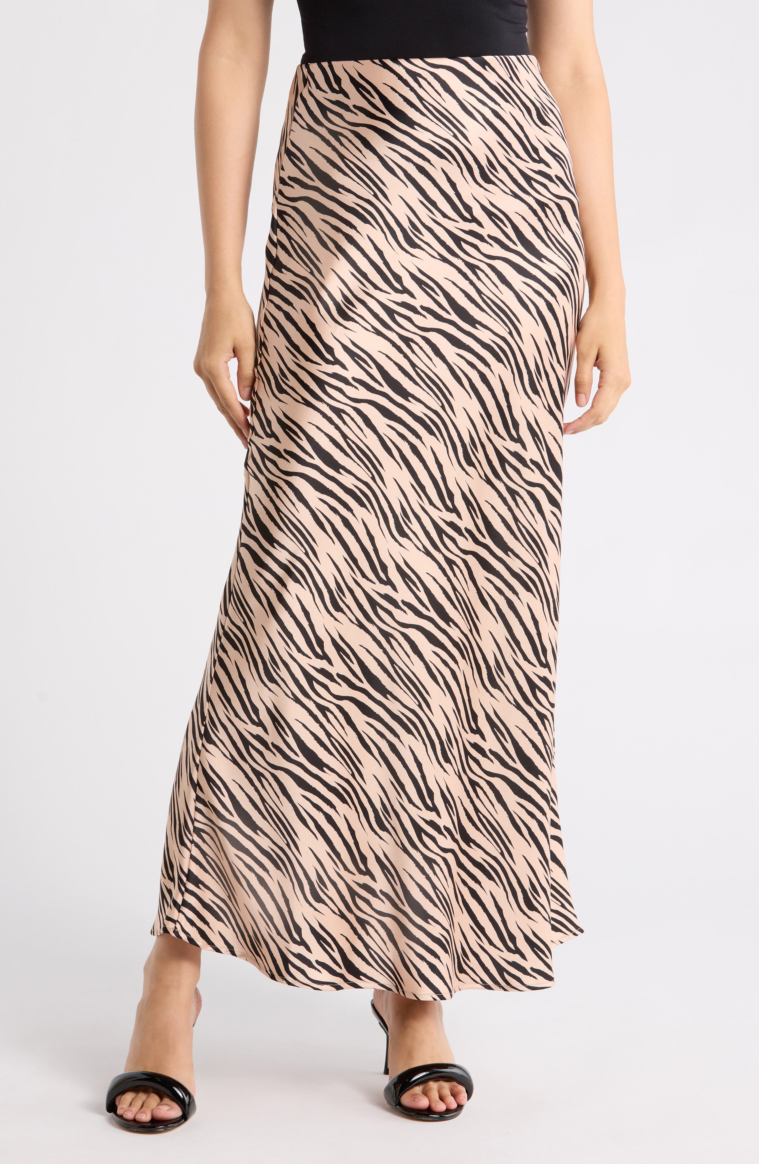 Zebra Print Satin Maxi Skirt - image 3