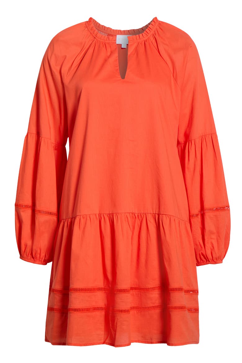 Ivonna Long Sleeve Cotton Shift Dress, Alternate, color, TOMATO RED