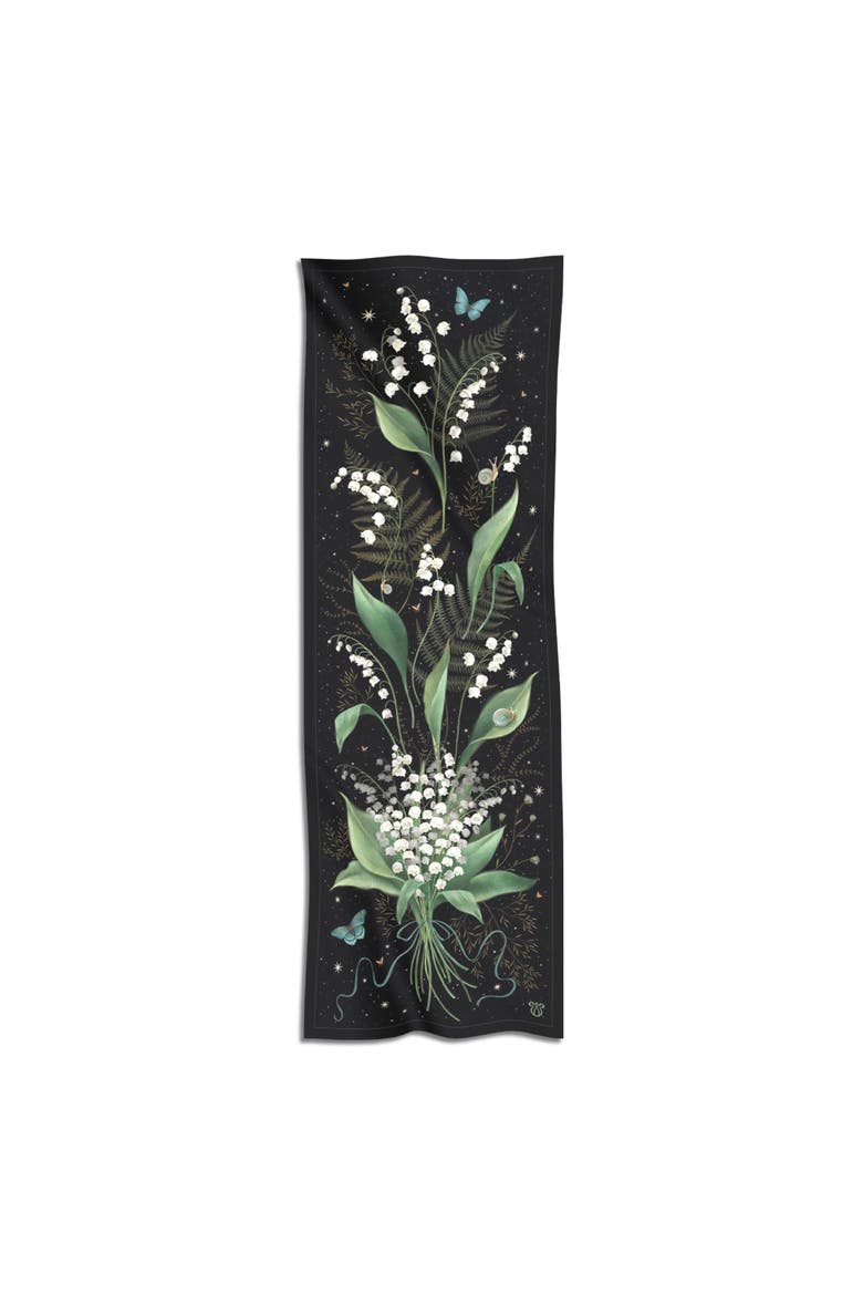 Lily Of The Valley Silk Scarf, Main, color, Black