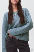 MANGO TEEN Split Back Oversize Cotton Blend Sweater