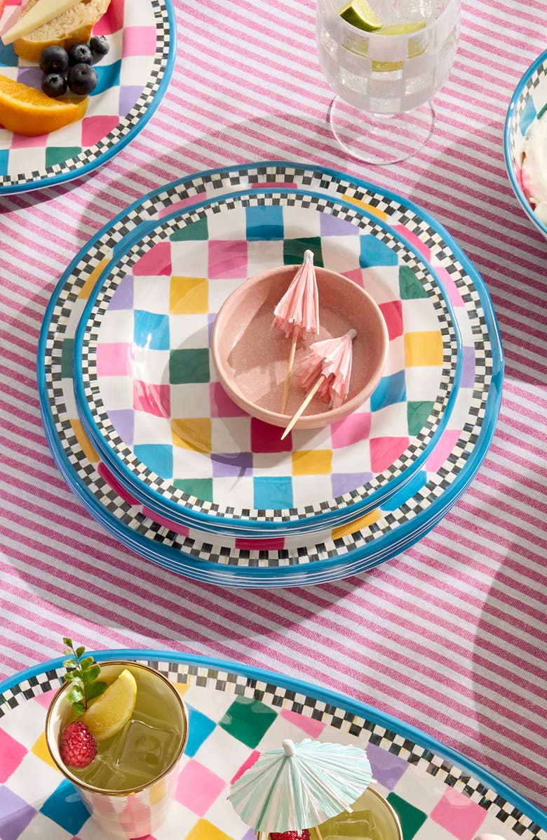 MACKENZIE CHILDS Set of 4 Jamboree Melamine Salad Plates, Alternate, color, Blue Multi