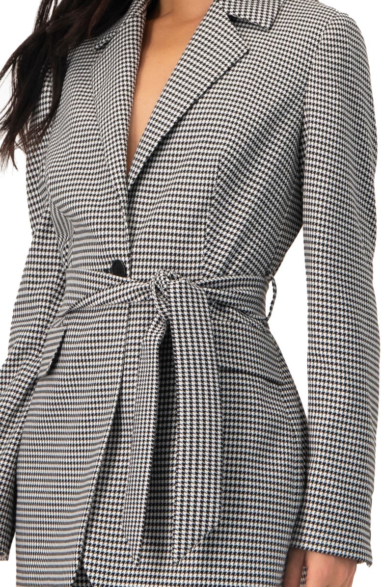 IVONNE Tailored Houndstooth Blazer with Belt, Alternate, color, Black
