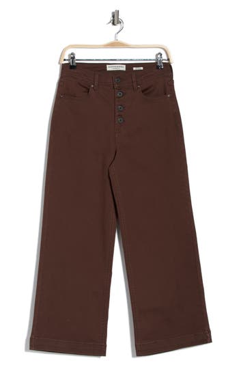 Scotch & Soda The Wave High Waist Crop Wide Leg Jeans In Brown