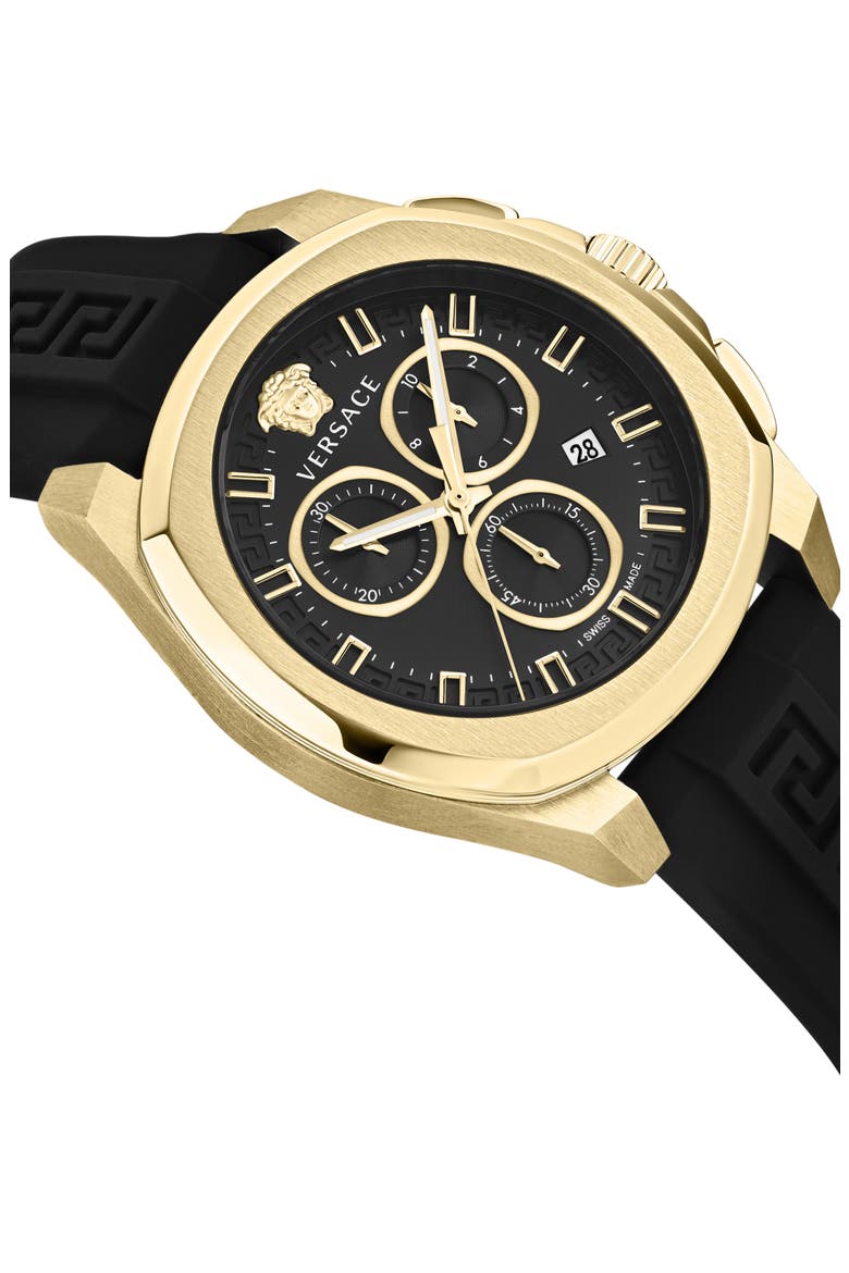 Geo Chronograph Silicone Strap Watch, 43mm, Alternate, color, GOLD