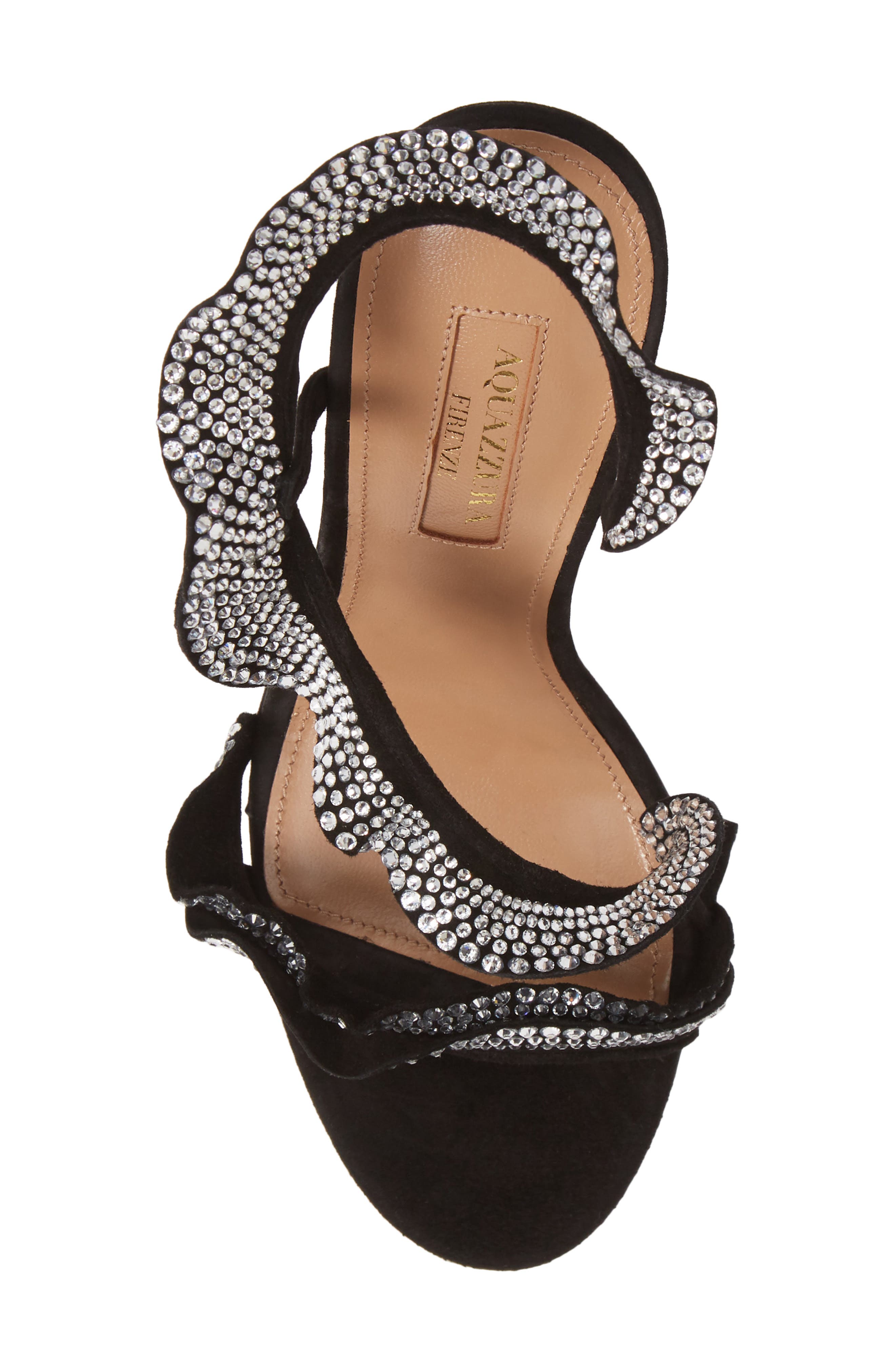 Aquazzura Crystal Ruffle Slingback Sandal, Alternate, color, 