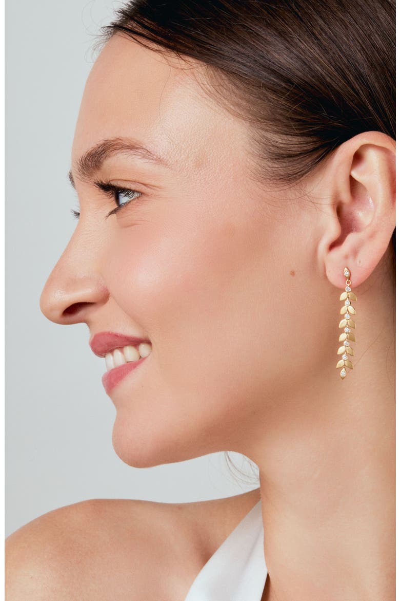 Cerez Petal Drop Earings, Alternate, color, Satin Gold