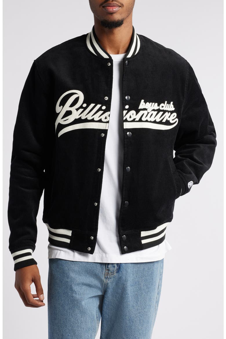 Space Crew Corduroy Bomber Jacket, Main, color, BLACK