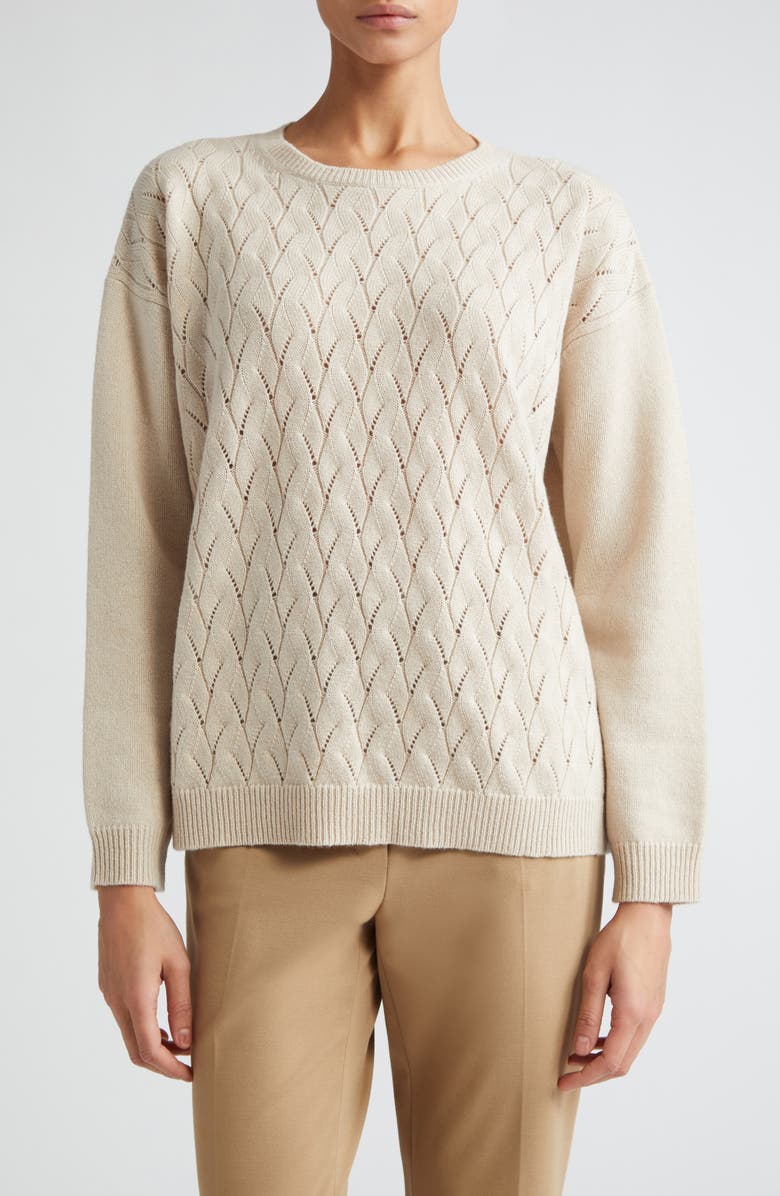 Max Mara Studio Certo Open Cable Stitch Wool & Cashmere Sweater, Main, color, 