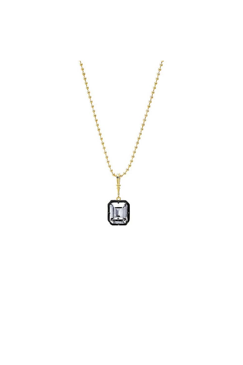 CZ Emerald Encased Statement Necklace Charm, Main, color, Gold