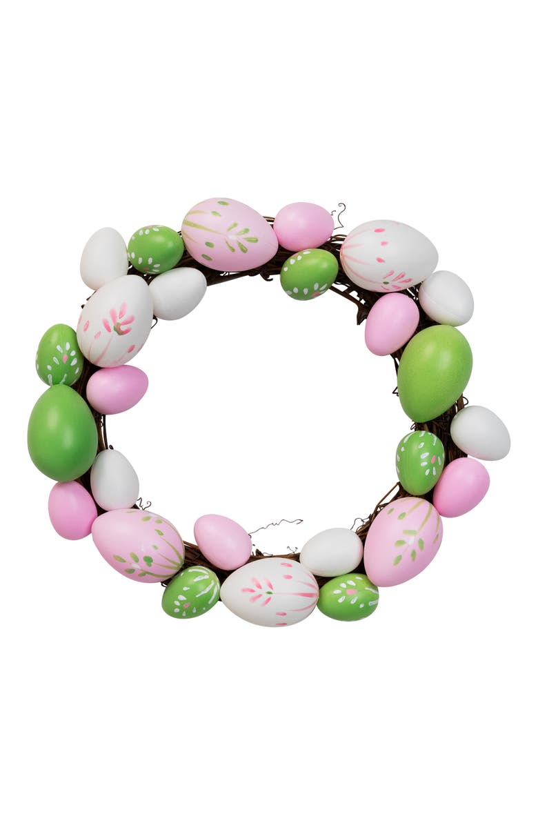 Northlight Easter Egg Grapevine Wreath - 10" - Pink/Green, Main, color, Pink