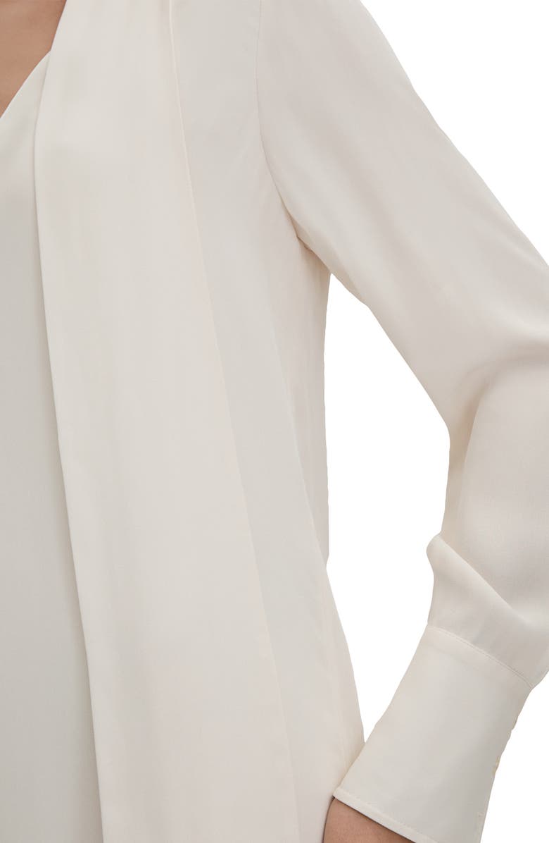 Reiss Marta Tie Neck Woven Top, Alternate, color, Cream/ Red