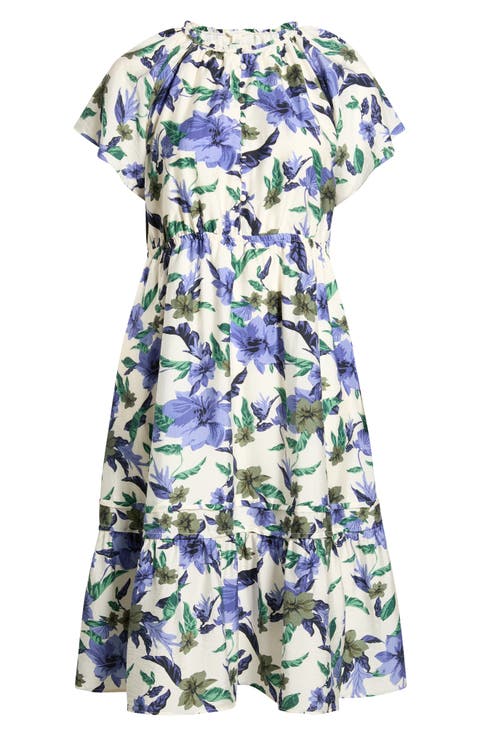 Flutter Sleeve Tiered Dress